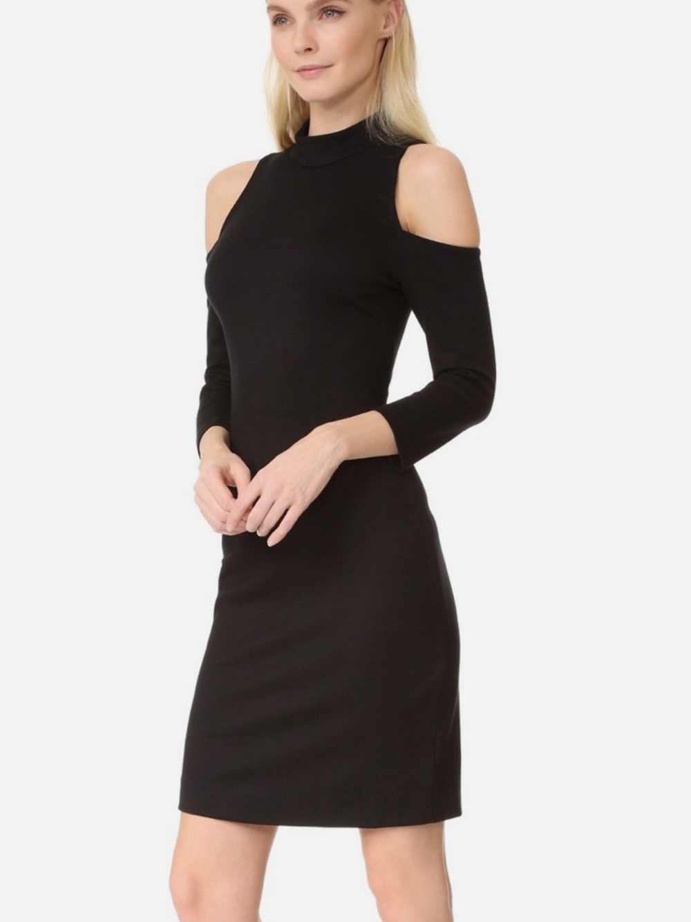 L'AGENCE Nico Black Cold-Shoulder Mini Dress Large
